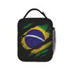 Brasil Torn Ripped Brazil Flag Lunch Bag  Portable Zipper Lunch Box Child Office Custom Cooler Bag Funny Tote Food Bags