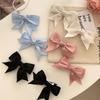 2pcs Elegant Bow Ribbon Hair Clips Women Solid Color Retro Satin Bowknot Clips Girls Korean Hairpins Party Hair Accessories
