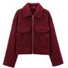European & American Women's Short Lapel Zipper Woolen Coat - Versatile, Fashionable, and Trendy for Spring & Autumn.