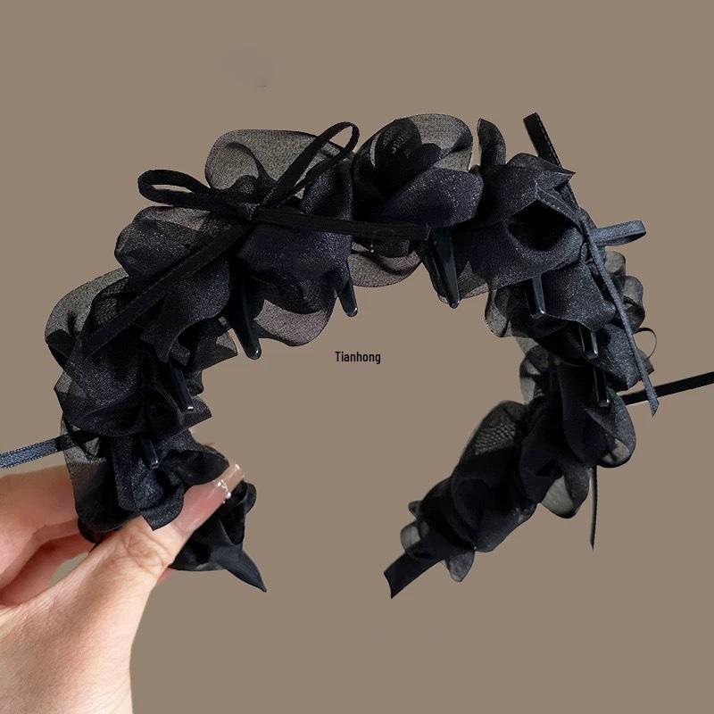 2025 Роскошный ободок с бантом и зубчатым гребнем для женщин - Аксессуар для волос с высоким затылком