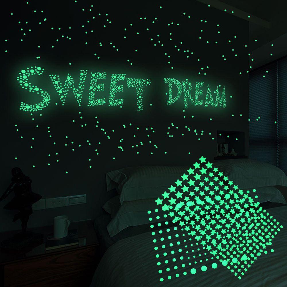 Wall Art Bedroom Ornament Fluorescent Wall Sticker Luminous Stars Dots Bubble Decal Glow In Dark