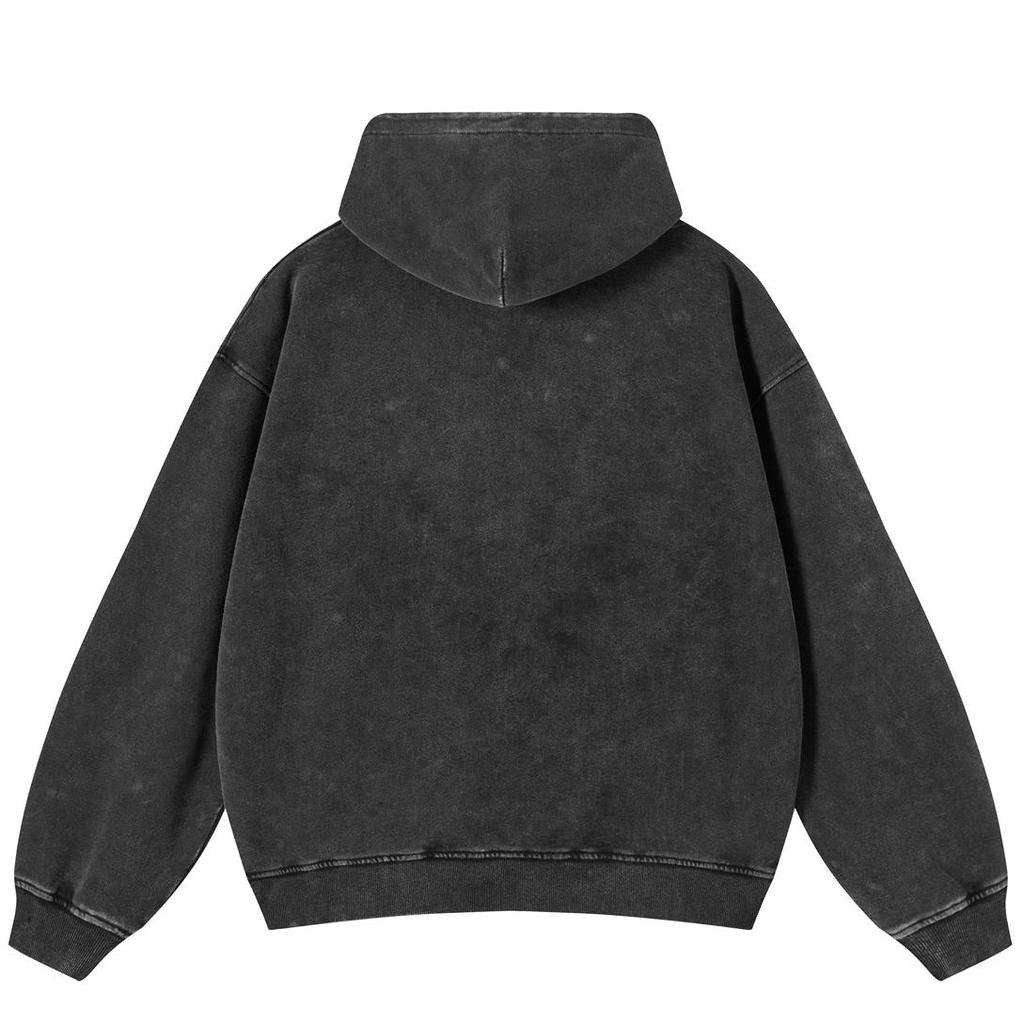 Streetwear Retro Dopamine Color Abstract Washed Black Oversized Unisex Y2K Hoodie