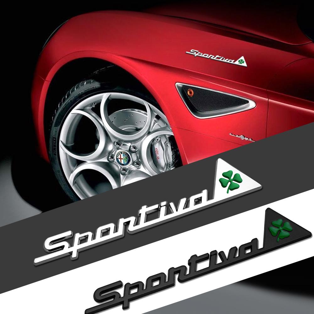 1pc 3D Metal Sportiva Badge Sticker Body Decoration Decal For Alfa Romeo Giulietta GT 159 147 156 Mito Giulia F1 Stelvio Brera