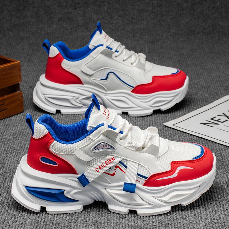 Autumn New Men's Platform Sneakers Breathable Wear-resistant Casual Shoes Outdoor Non Slip Comfortable Cross Tied Running Shoes
