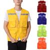 Multi Pockets Mesh Stitching Zipper Placket Vest Coat Outdoor Photographer Fishing Reflective Vest Jacket