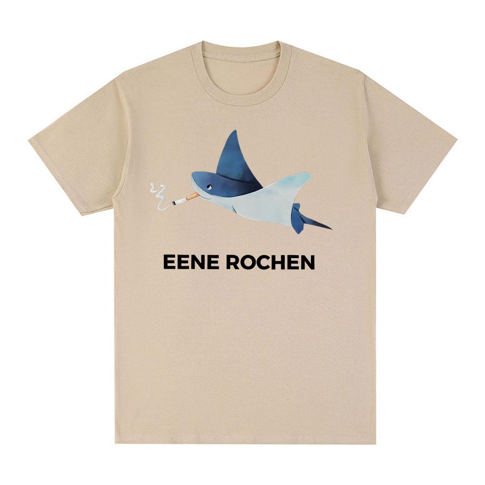 Eene Rochen Funny Shark Smoking Humor Graphic T Shirts Unisexs Clothing Oversized Cotton Short Sleeve TShirts Harajuku Streetwear