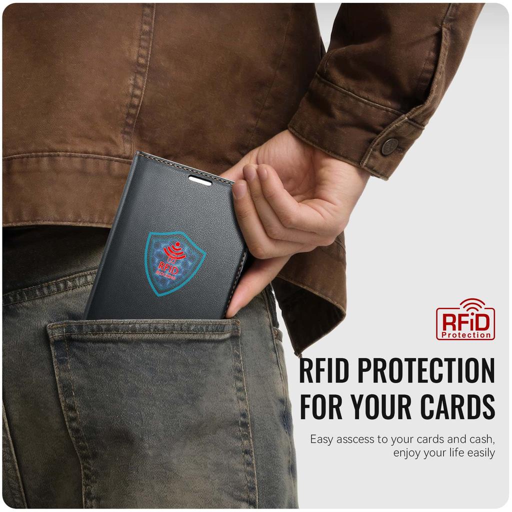 Роскошный кожаный чехол-бумажник для Samsung Galaxy Z Fold 8 с блокировкой RFID, держателем для карт и магнитной крышкой-книжкой, противоударный, с подставкой