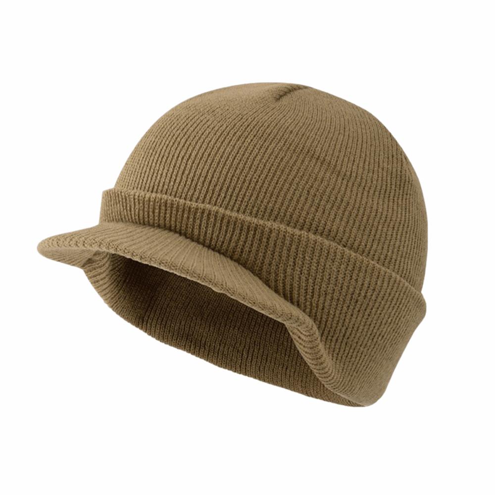 Earflap Short Brim Beanie Cap Thicken Add Plush Lined Hat Fashion Warm Knitted Peaked Cap Winter