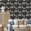 Rainbows and Butterflies Boho Wallpaper Turquoise, Graphite and Gray 50x1000