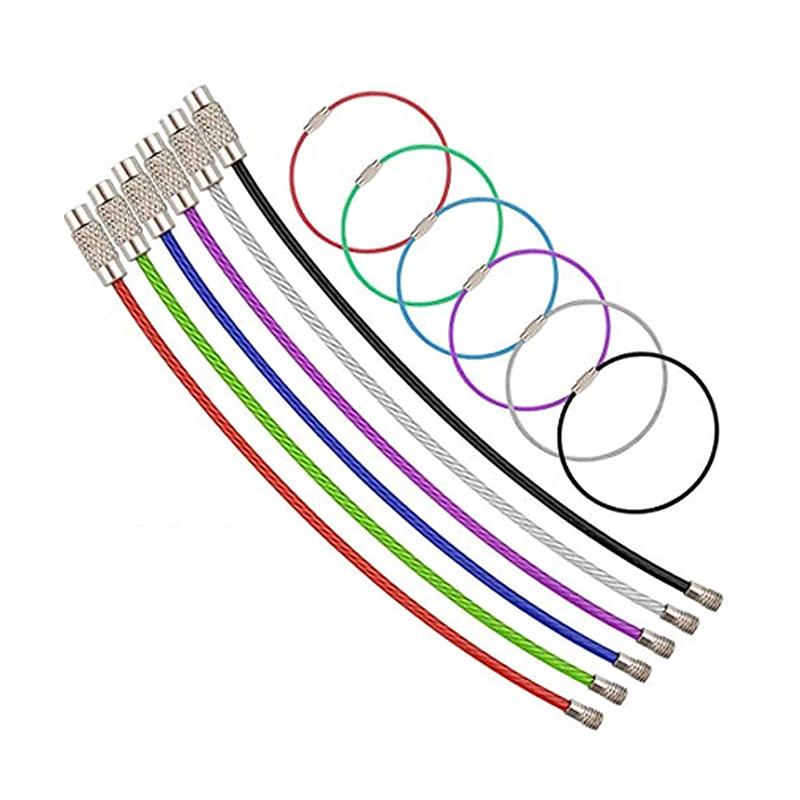 10 шт. 10/15/20 см брелок для ключей из нержавеющей стали, веревка, проволочная петля, винт, замок, кольца для гаджетов, брелок для ключей, круг, лагерная веревка, фитинги