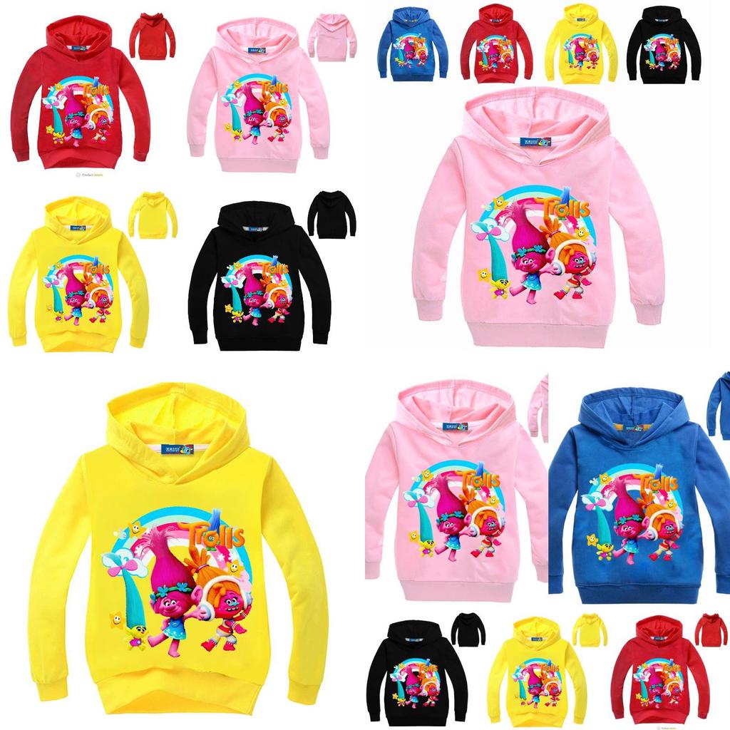 Kids Trolls Print Hoodie Cotton Pullovers Coat Jacket Gift Yrs