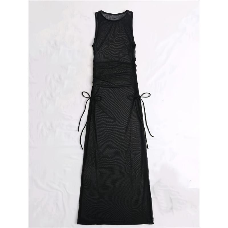 Женское сексуальное пляжное парео - Длинное платье-халат с боковым разрезом, Отпуск - Регулируемое по фигуре платье-халат, Накидка для купальника