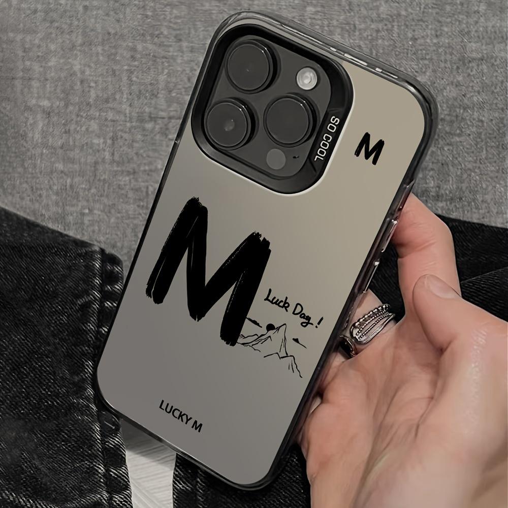 Чехол для телефона с узором из счастливой буквы M, подходит для iPhone 17 16 15 14 13 12 11 Pro/Max/Plus, противоударная задняя крышка