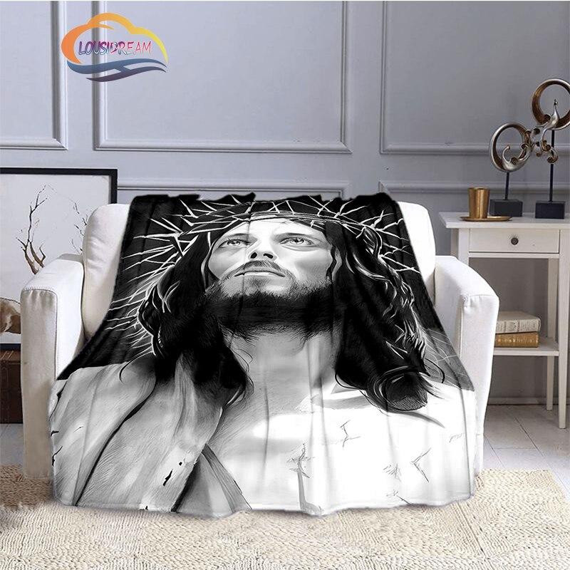 Одеяло с изображением Иисуса Христа, фланелевое теплое мягкое плюшевое одеяло для дивана-кровати, одеяло из серии «Дева Мария и Иисус», религиозное верование