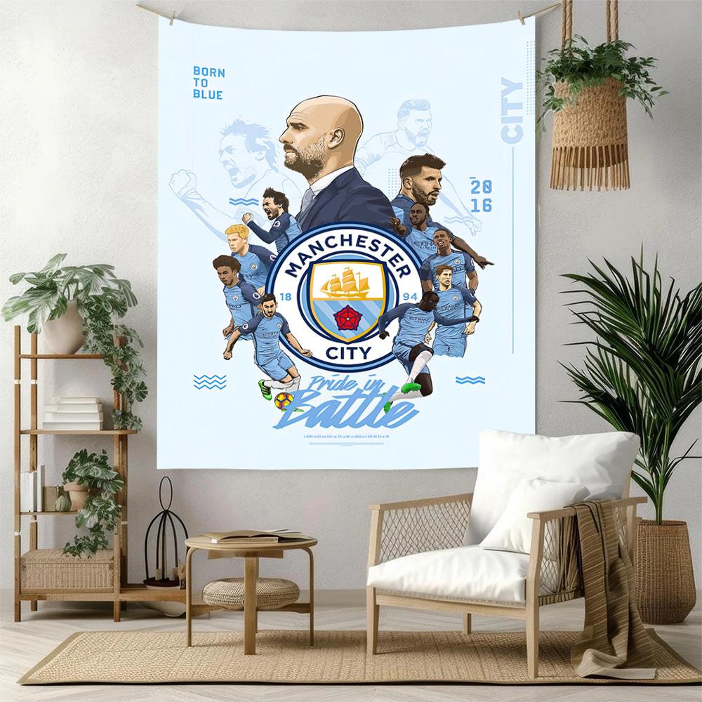 Manchester City Wall Decor Tapestry Art For Pet Memorial Birthdaywedding Party Backdrop Family Gift