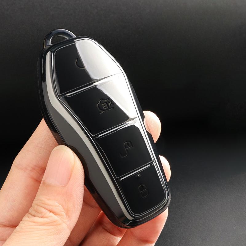 Новый мягкий прозрачный ТПУ чехол для ключа автомобиля BYD Atto 3 Han EV Dolphin 4 кнопки Пульт дистанционного управления Защитная крышка Автоаксессуары