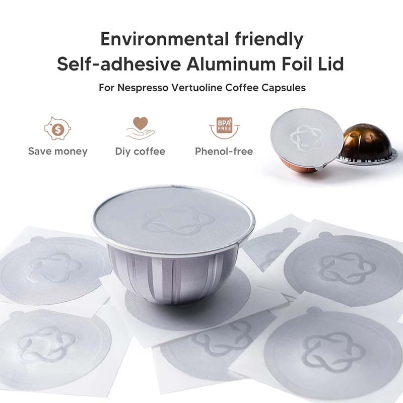 Refillable Capsules Pods Lids Aluminum foils Stickers For Nespresso Vertuo Next Automatic Coffee Cafe Machine Maker
