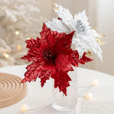 1 шт. искусственные рождественские цветы Navidad Glitter веселые рождественские украшения для дома рождественские елочные украшения новогодние подарки