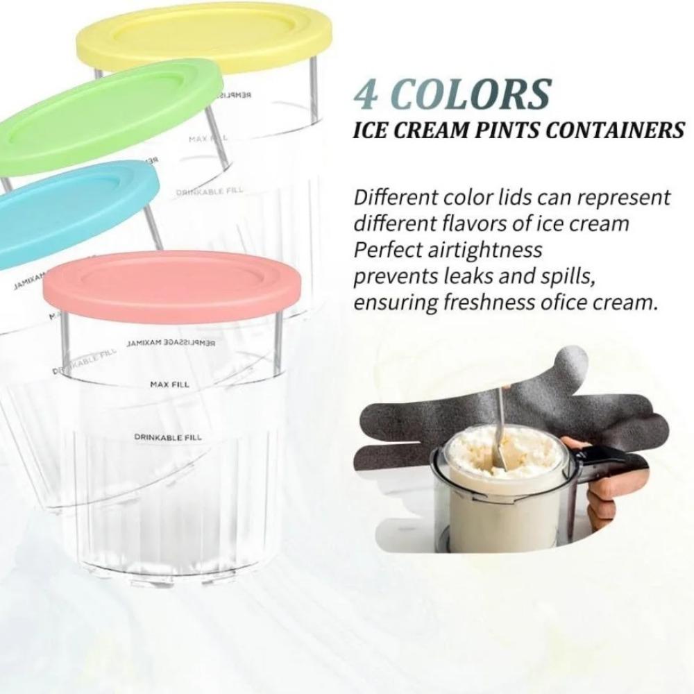 Контейнеры для замены для Ninja Creami Deluxe Pints Lids Creamy Ice Cream Containers Cups Set Family Size Compatible