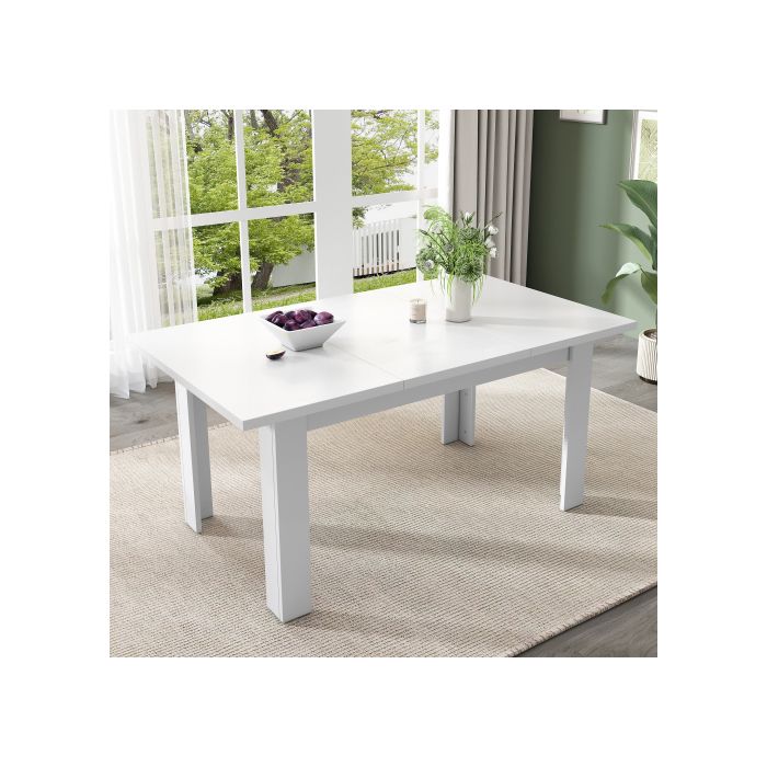 Table de salle à manger - MUVOE - Multifonctionnelle - 120×70 cm - Rangement caché - Blanc