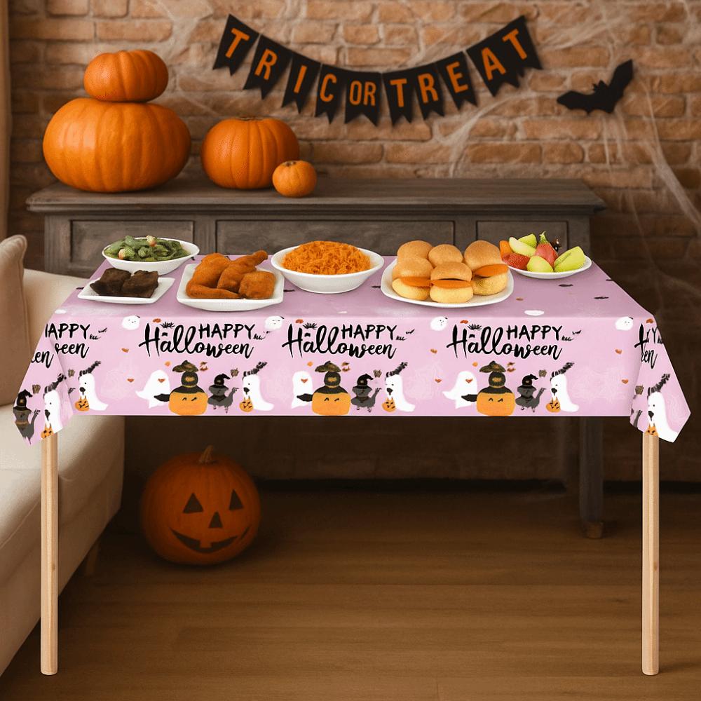 Pumpkin Ghost Pattern Disposable Table Cover Plastic Table Runner Table Decoration