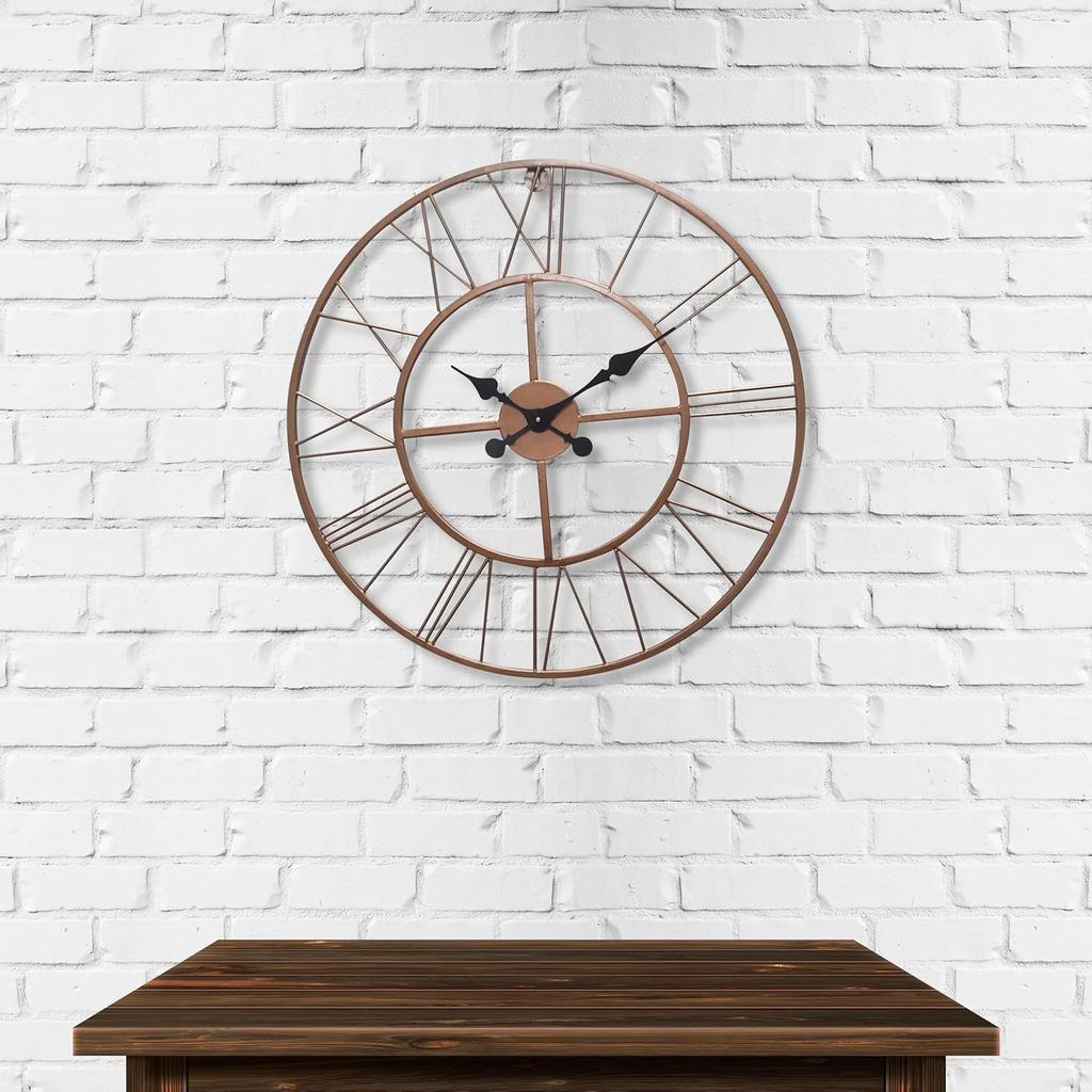 Металлические аналоговые настенные часы, 60 см, легко читаемые для гостиной/дома/кухни - черные (24-дюймовый)