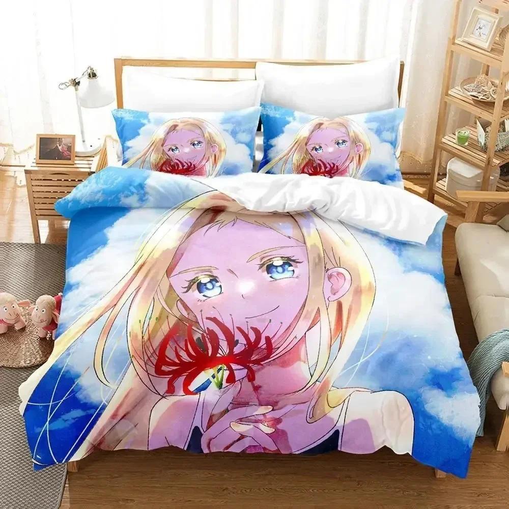 New Summer Time Rendering Bedding Set Cartoon Anime Three-piece Set Adult Kid Bedroom Duvet Cover Sets 3D Kawaii Girls Twin Set