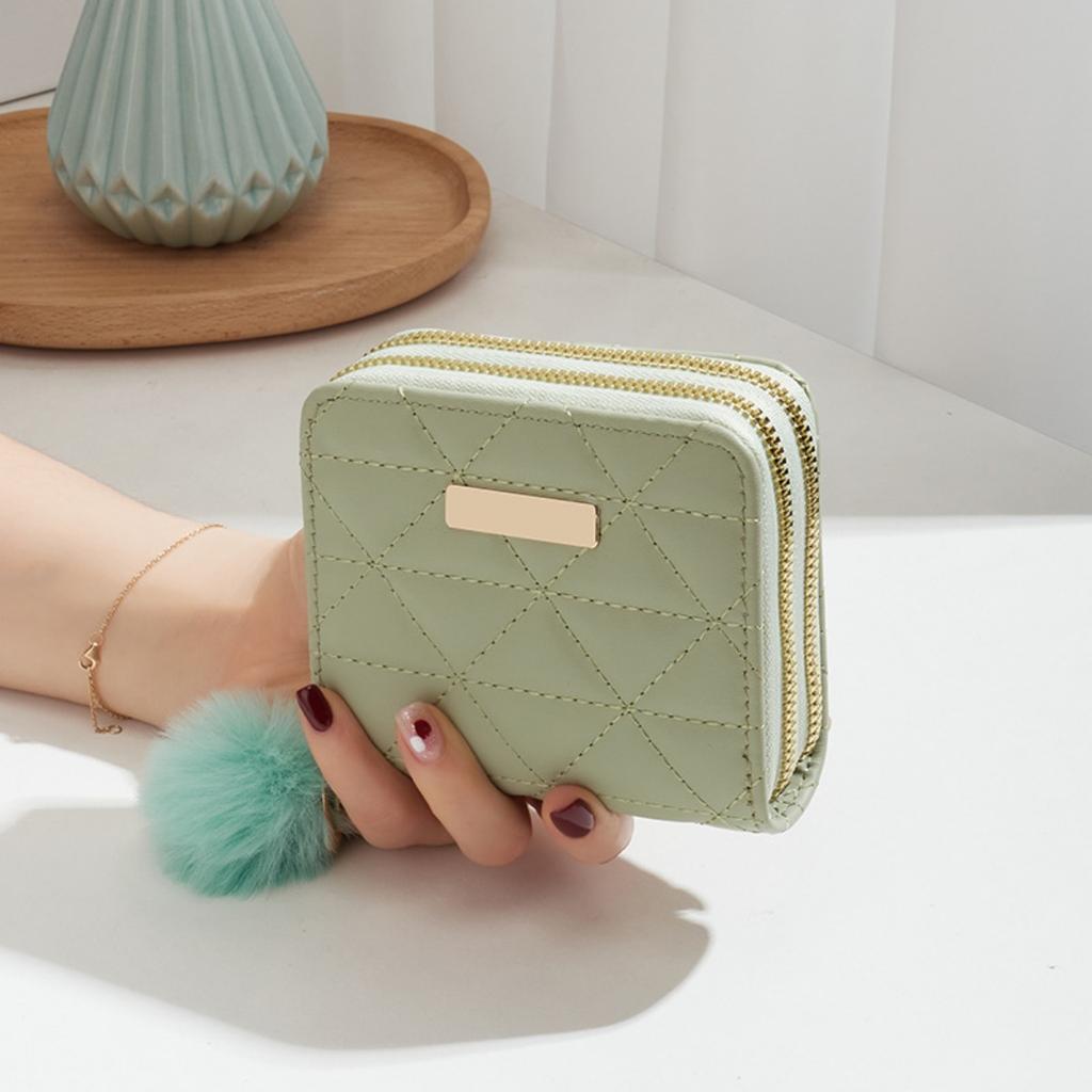 Маленькая сумка-меховой шарик, Двухслойный кошелек, Алмазная сетка, Женский, Короткий, Ручной, Кошелек для монет