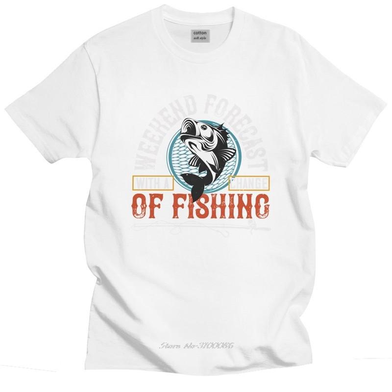 Retro OF Fishing Forecas Mens Tshirt Soft Cotton Fisherman Tee Shirt Crew Neck Short Sleeved Novelty T Shirt Gift Idea Merch