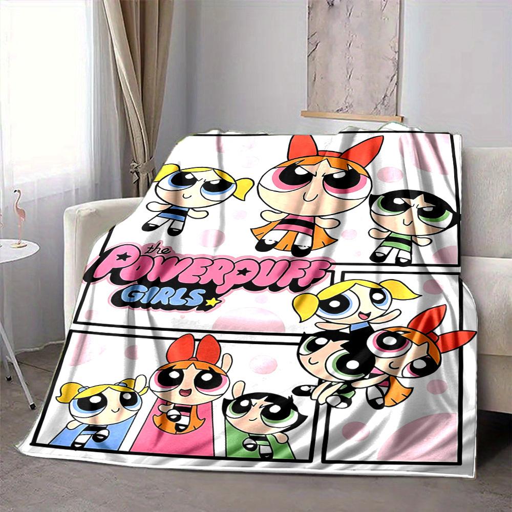 1pc Powerpuff Girls Blanket Lightweight Flannel Blanket Throw Blanket For Sofa, Bed, Travel, Camping, Livingroom, Office, Couch