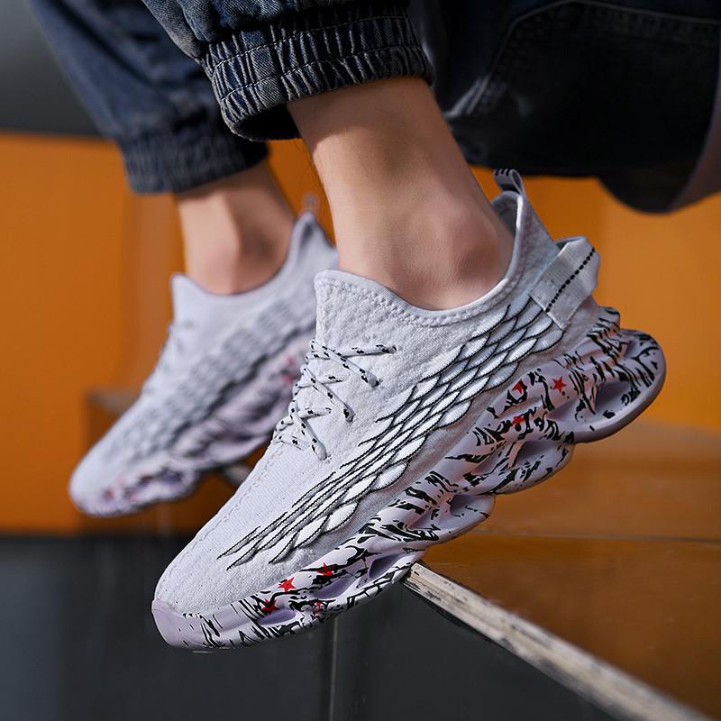 Обувь мужская большого размера Blade Outsole мужские кроссовки Flying Woven Fish Scale Mesh Running мужские кроссовки