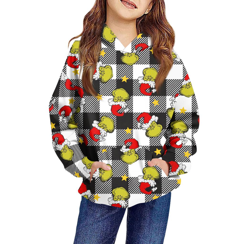 Детское худи пуловер свободного кроя с длинными рукавами, кулиской и однотонной расцветкой