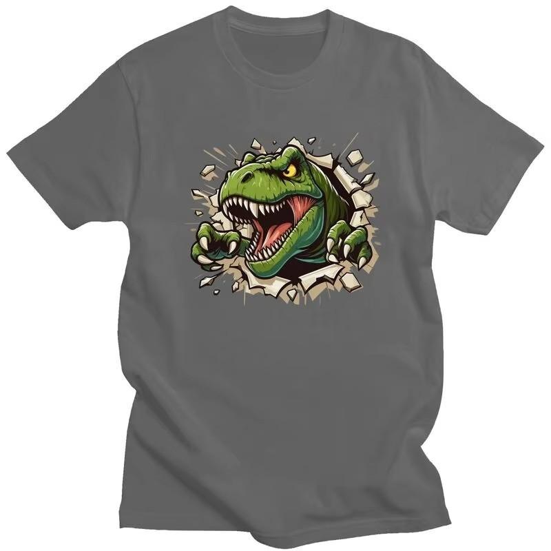 T-rex Dinosaur Graphic Tee for Unisex Pure Cotton Breathable Short Sleeve Round Neck Fashion T-Shirt