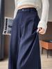 Women's Extra-Long Wide-Leg Dark Blue Jeans for Tall Figures - Autumn/Winter Style