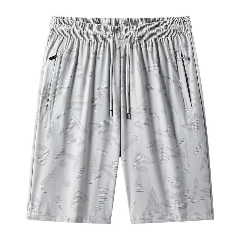 Мужские летние шорты из ледяного шелка камуфляжной расцветки больших размеров, свободные, повседневные, быстросохнущие, длиной три четверти, для бега, спорта, пляжа