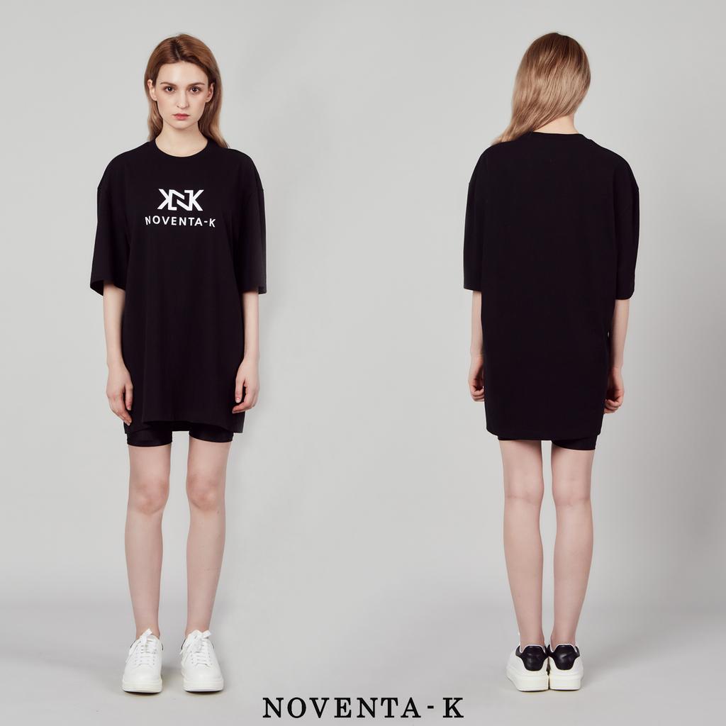 NOVENTA-K Свободная круглая футболка с коротким рукавом Черная