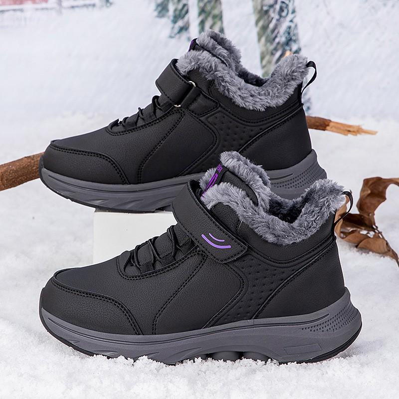 Warm Velvet Lined Non-Slip Winter High Top Walking Shoes for Elderly