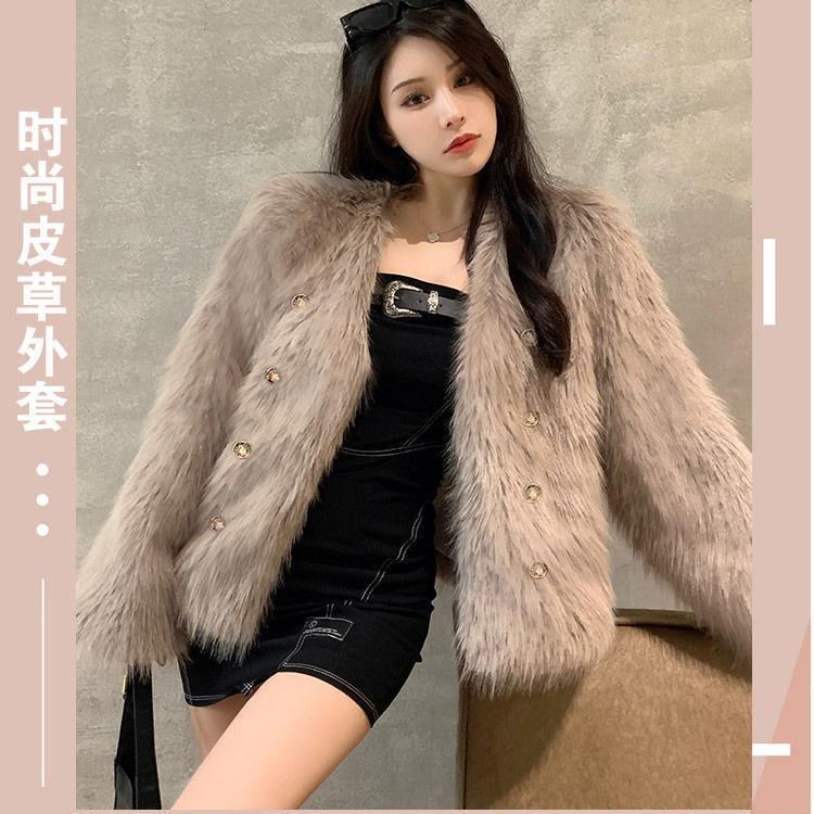 Легкое осенне-зимнее новое пальто из искусственного меха, лисий короткий воротник, маленький темперамент, ароматный пушистый топ