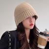 Женская осенне-зимняя вязаная теплая панама, милая однотонная шляпа рыбака с тонким лицом, повседневная универсальная шапка-бини для активного отдыха