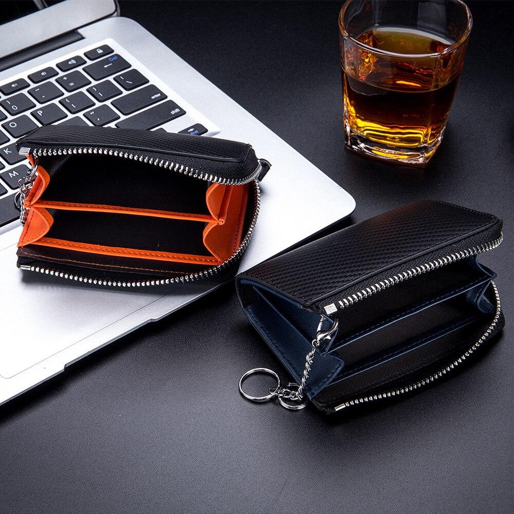 Bison Denim Fashion RFID Blocking Men Wallet Leather Carbon Fiber Card Holder Purse
