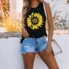 Women's Sunflower Flower 3D Printed Sleeveless T-shirt, Y2K Street Clothing, Round Neck Top, Shoulderless Tank Top, Women's Sleeveless T-shirt