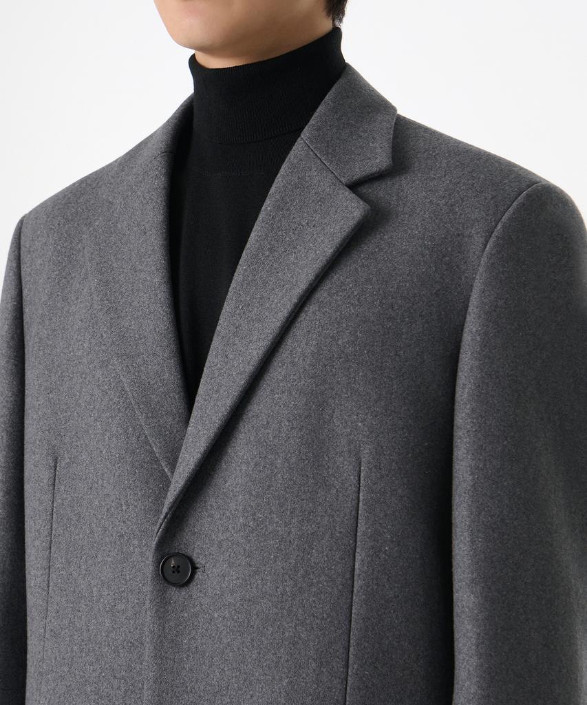 Musinsa Standard Fortex Felt Daddy Shoulder Single Long Coat [Medium Grey]