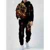 Мужской худи с принтом золотого льва, комплекты из 2 предметов, 3D худи, спортивные штаны, одежда для мужчин больших размеров на осень/зиму