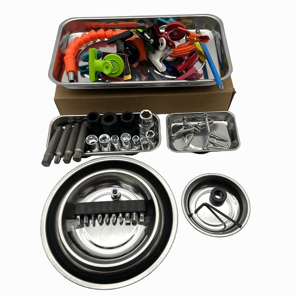 Набор магнитных мисок из нержавеющей стали - 5 штук, тарелки для хранения размером 3", 4" и 6" для инструментов