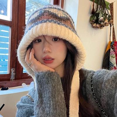Этнический стиль Шапка в стиле Fair Isle Утепленная теплая шапка Повседневная шапка-бини Осень Зима