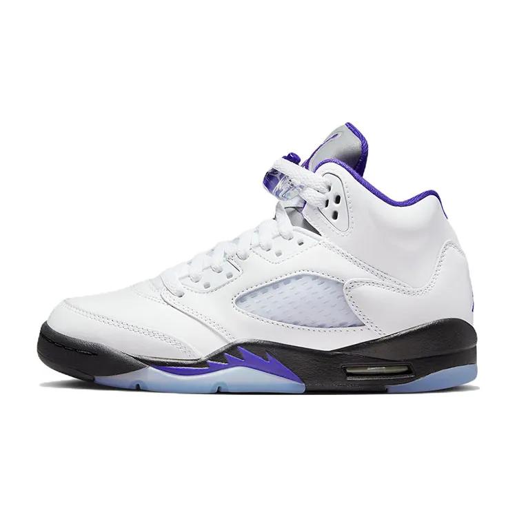 Air Jordan 5 Retro Grade School 'Concord' (Unisex) White / Dark Concord / Black Kids' Basketball Shoes 440888 141