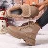 2025 Ботильоны для женщин плюшевые теплые ботильоны из искусственной кожи женские на шнуровке нескользящая платформа Botas Mujer