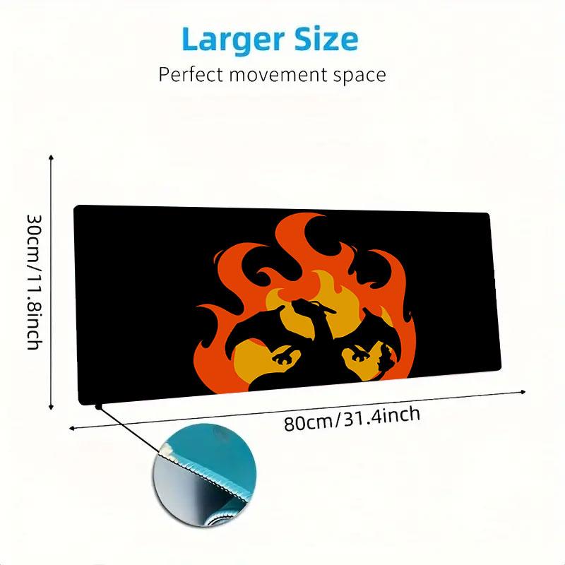 Charmander Mouse Pad, Large Gaming Desk Mat, Non-slip XXL Mousepad for Laptop & Tablet, Mini PC Playmat with Stitched Edges