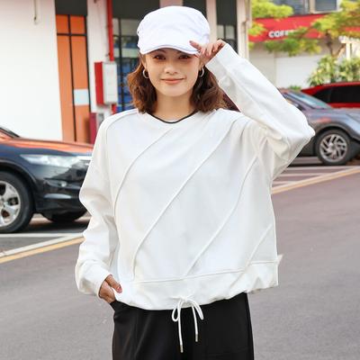 Футболка осень 2024 года, однотонная эластичная футболка, женская, с принтом, однотонная, с длинным рукавом, свободные топы, футболки