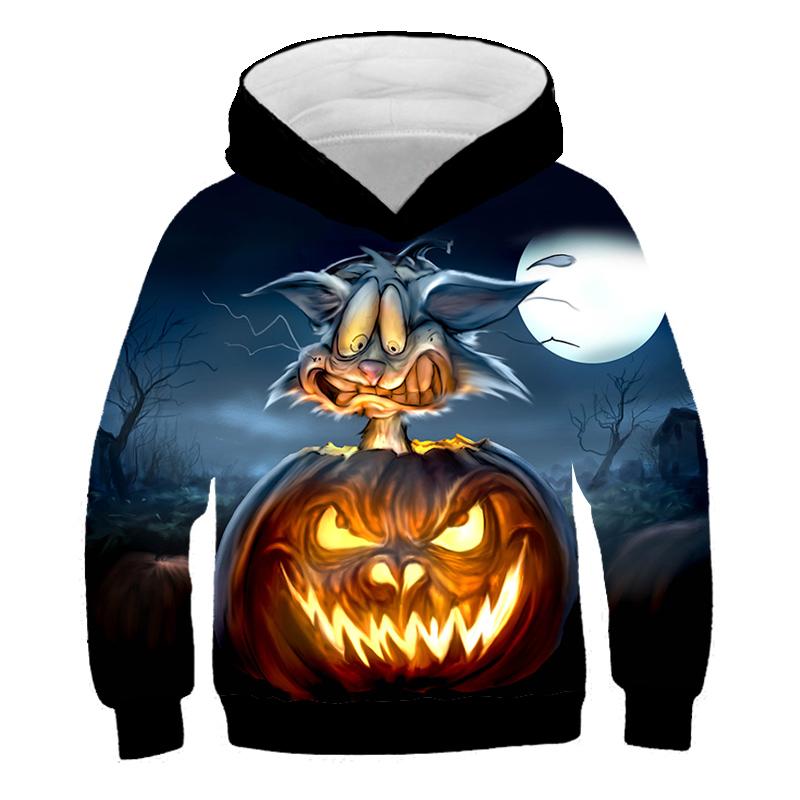 Толстовки с капюшоном Happy Halloween 3D Print Pumpkinhead Толстовки для мальчиков и девочек унисекс с капюшоном Детская мода Мультяшное пальто большого размера